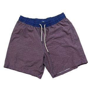 Fair Harbor Mens Red Blue Swim Trunks Size XL Lined Drawstrings Swirl Print